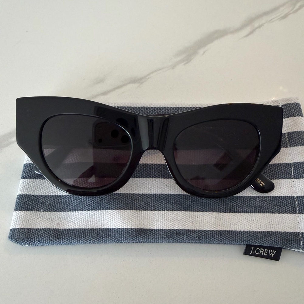 J. Crew Sleek Black Cat-Eye Sunglasses